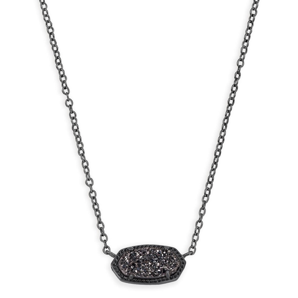 Kendra Scott Elisa Necklace Gunmetal/Black Druzy